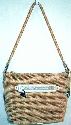 THE SAK HANDBAG Crochet Cream Gold Bamboo Palm Springs Purse 