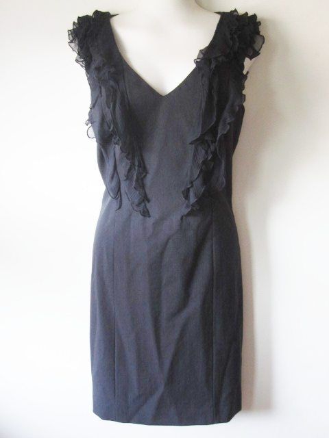 Rebecca Taylor Yacht Club SHIFT DRESS Navy Ruffle 8 NWT  