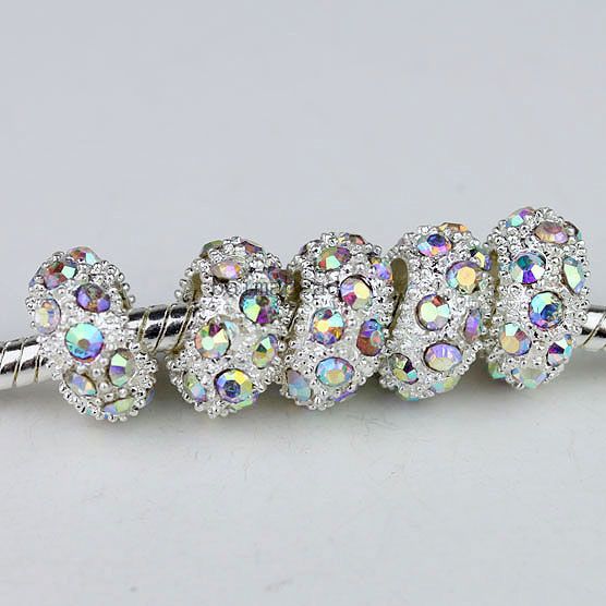 20X Wholesale Crystal Rhinestone European Spacer Loose Beads Fit Charm 