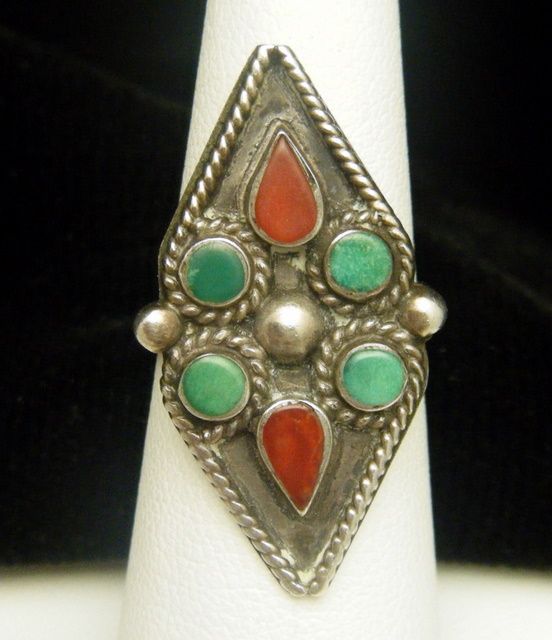 Vintage Turquoise Ring Size 4.5 Southwest Spiny Oyster  