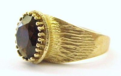 Vintage 2.5ct Smokey Topaz 10K Solid Yellow Gold Ring 6  