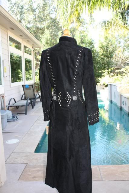 SALE GORGEOUS RENEGADE SPIRIT SUEDE DUSTER W/STUDS, BLING FRINGE AND 