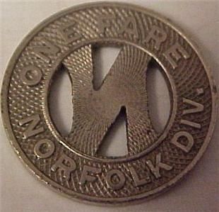 TRANSIT TOKEN NORFOLD,VA ELECTRIC & POWER CO 7070C  