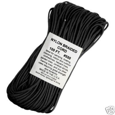 550 PARACORD Military Cord BLACK 100ft 7 Strand TypeIII  