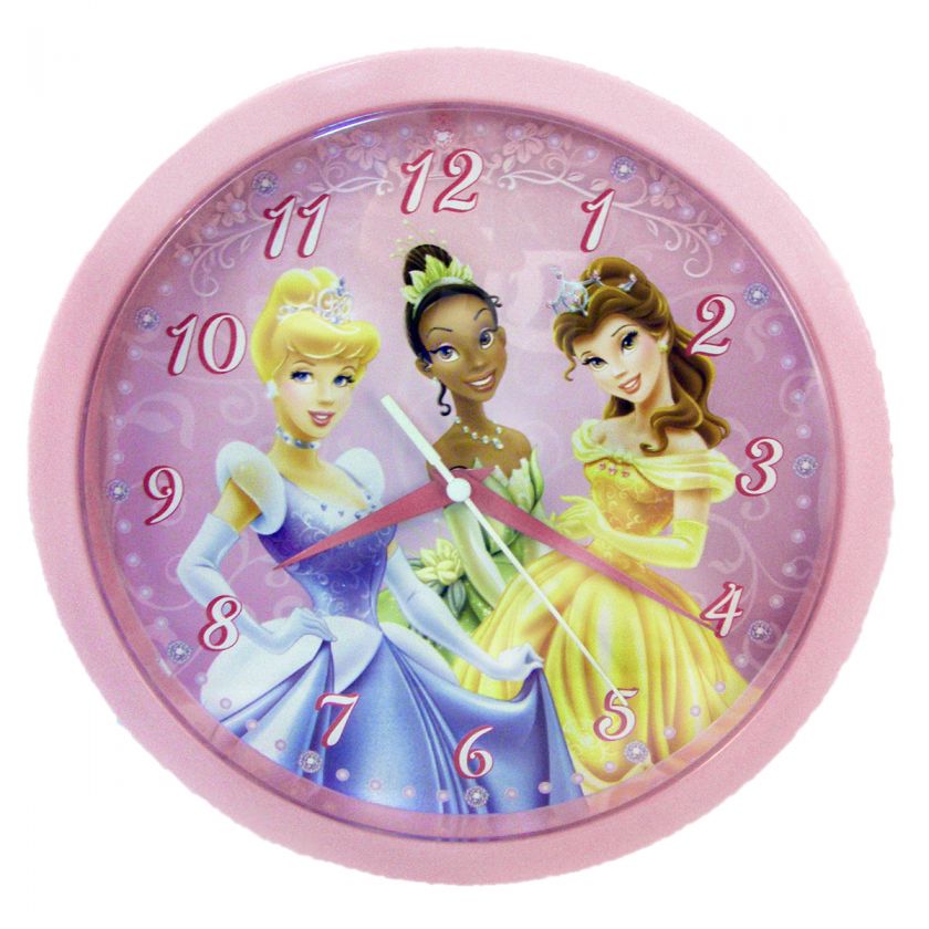NEW Disney Princess Cinderella Tiana Belle Kids Wall Clock 10  