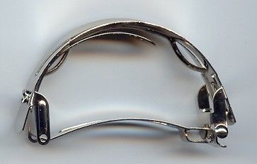 VINTAGE FRENCH SILVER PONY TAIL HAIR 52MM CLIP 1208  