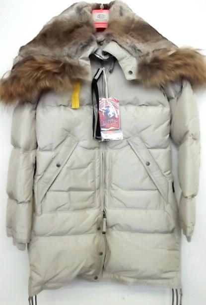 PARAJUMPERS LONG BEAR DOWN COAT JACKET AUTHENTIC FUR SAND TAN WOMENS 