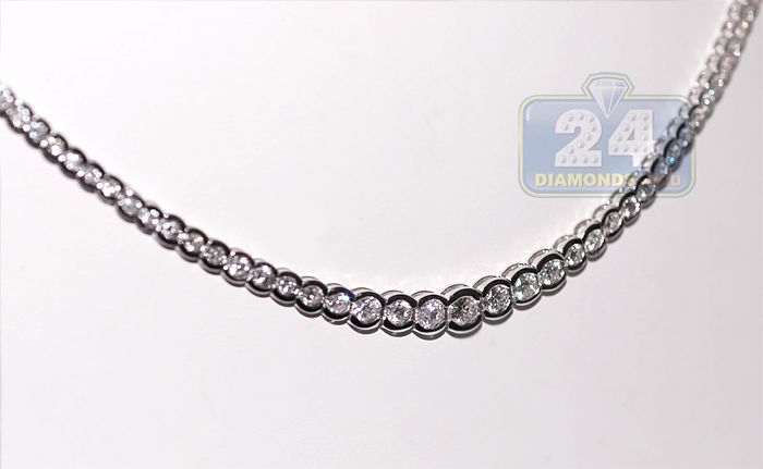 18K White Gold 4.16 ct Diamond Womens Chain Necklace  