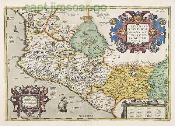 Origianl 1592 Map of Hispaniae Novae Print