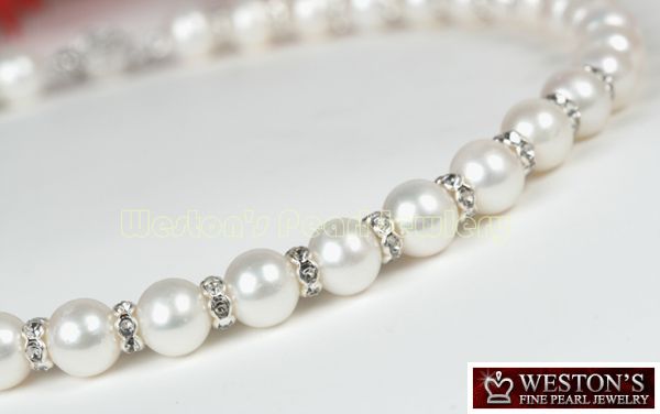 WHITE CULTURED FRESHWATER PEARL NECKLACE BRACELET SET  