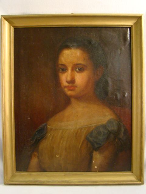   US Antique PHILADELPHIA Estate YOUNG LADY Portrait PAINTING  