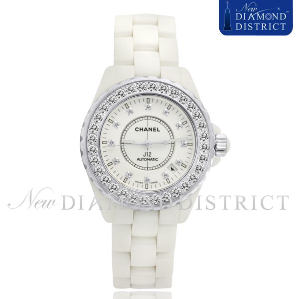 UNISEX CHANEL J12 DIAMOND DIAL WHITE CERAMIC 38MM WATCH WITH A 3.50CT 