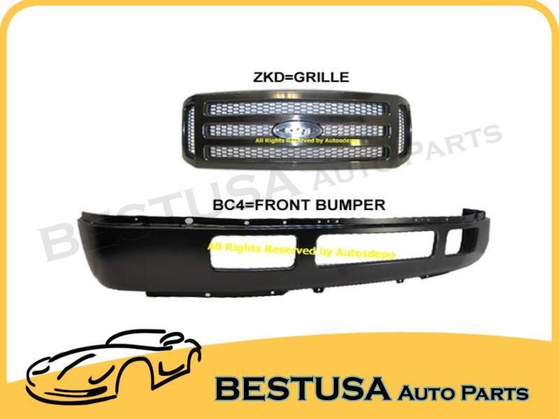 05 07 FORD F250 F350 FRONT BUMPER GRILLE BLK 2 PCS  