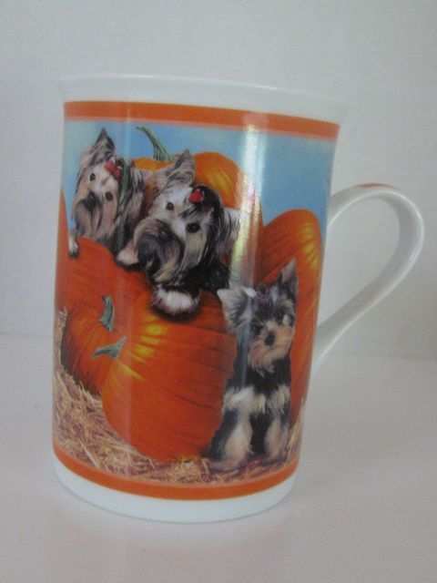 DANBURY MINT Elegant Yorkies Porcelain Collector Mug  