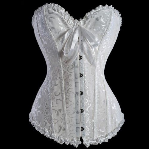 White Burlesque Moulin Rouge Corset Top & Skirt Costume   Sz S/M/L/XL 