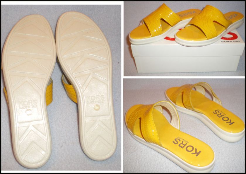 Michael Kors Yellow Patent Sandals NEW with Box  