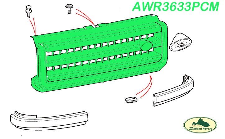 LAND ROVER FRONT GRILL GRILLE DISCOVERY 2 II 99 02 AWR3633PCM 