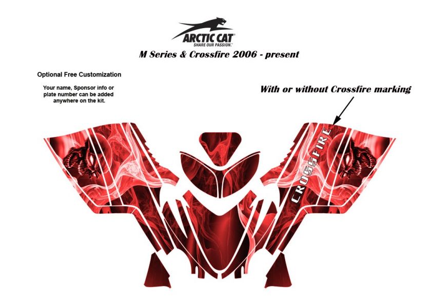 Artic Cat M Series Crossfire Sled Graphic Decal Kit Skull Red  