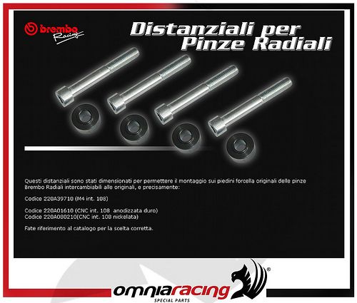 DISTANZIALI X PINZE RADIALI GP4 BREMBO 220A06115 YZF R6  