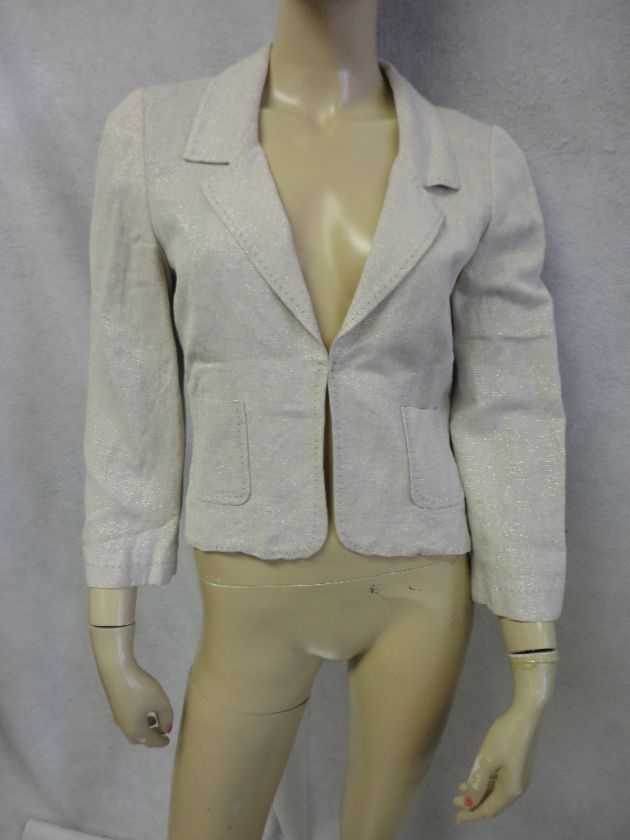 Wyeth By Todd Magill Beige Gold Speckled Linen Blazer S  