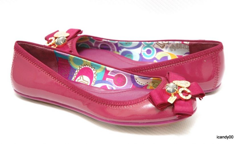 NEW COACH ~CAPER PATENT BALLET FLAT SHOE ~BERRY PINK *6  