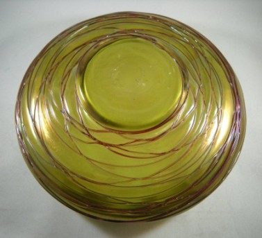 Loetz Iridescent Threaded Glass Bowl  