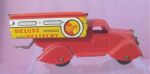   Vintage MARX Toy Pressed Steel Tin Deluxe DELIVERY TRUCK & 2 Trailer