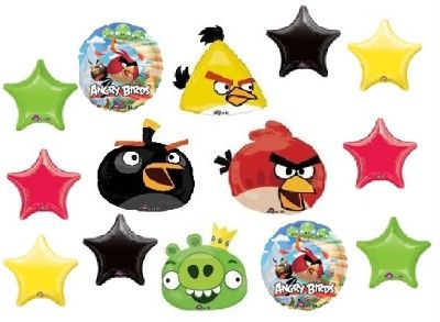 ANGRY BIRDS MEGA PACK PARTY decorations balloons red bomb yellow green 