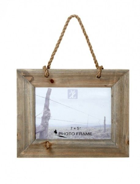 NEW GIFT   RUSTIC WOOD & ROPE HANGING PHOTO / PICTURE FRAME 7x5  