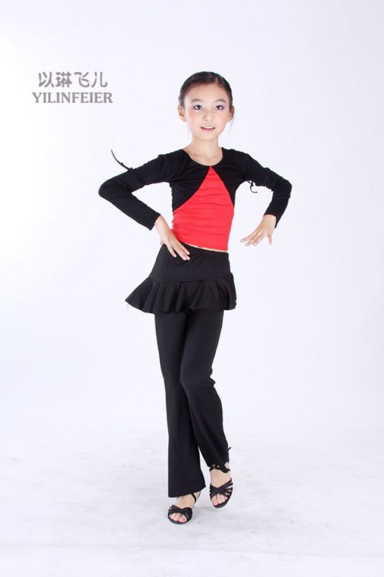   Salsa Ballroom Dance Dress Girls Dancewear top&pants #FY037  