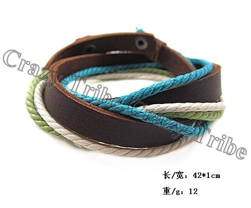 Men/Women Unisex Multi color rope weaving Genuine Leather Bracelet 317 