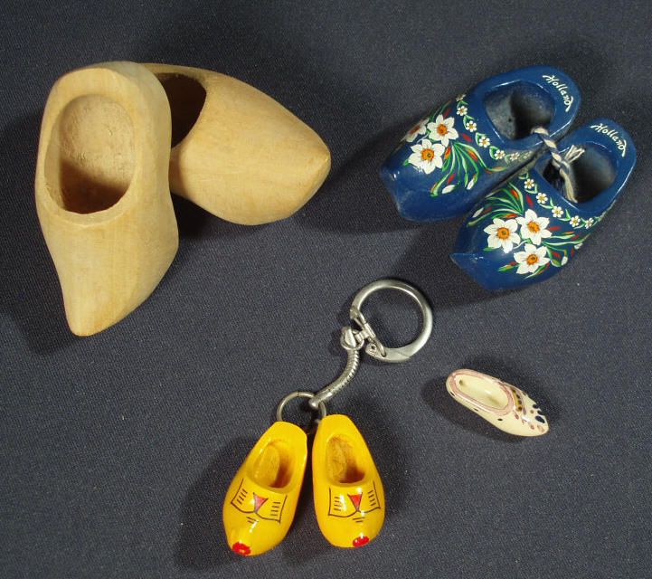 LOT of miniature Dutch Clogs wood folk costume Holland painted 