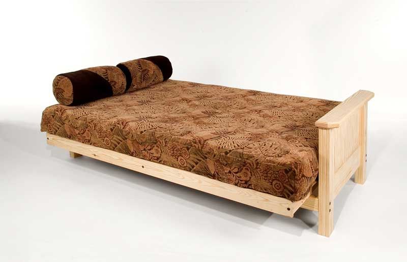 Solid Panel Full Size Futon Sofa Bed Frame Pine Wood  