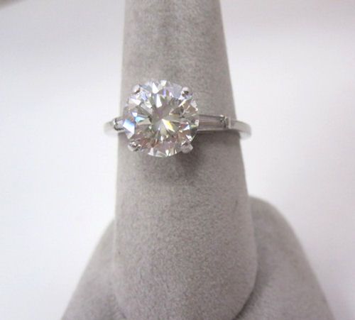 ESTATE SALE 2.83CT LARGE ROUND DIAMOND PLATINUM ENGAGEMENT RING 2.58CT 