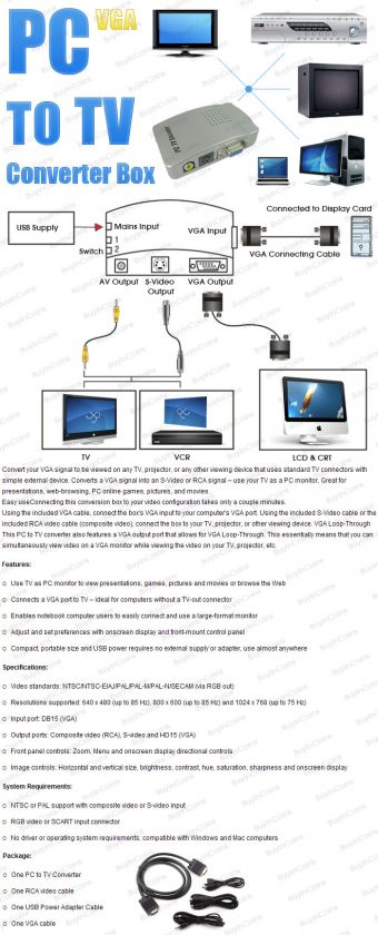 PC VGA to TV Video AV Signal Converter Video Switch Box  