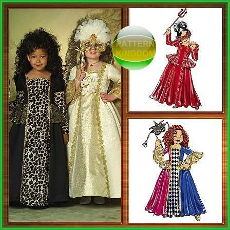 Girls Renaissance Masquerade Ball Gown Patterns Sz 2 5  