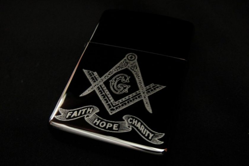   Mason Masonic Freemason Luxury Black Mirror WINDPROOF LIGHTER  