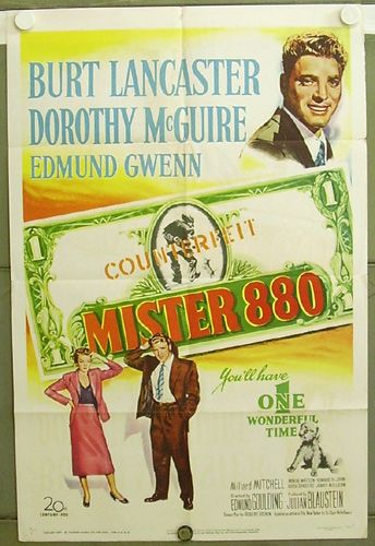 cj03 MISTER 880 BURT LANCASTER orig US 1sh POSTER  