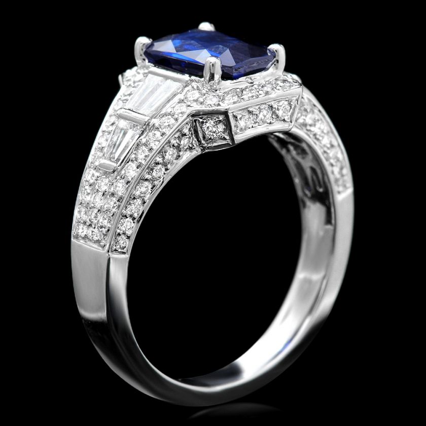 11600 CERTIFIED 18K WHITE GOLD 1.50CT SAPPHIRE 1CT DIAMOND RING + NO 