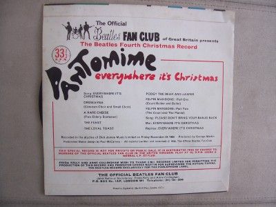   BEATLES EVERYWHERE ITS CHRISTMAS 7 VINYL RECORD FAN CLUB FLEXI DISC