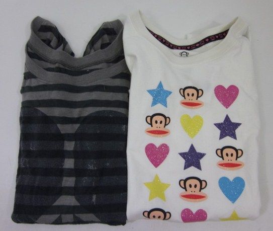 LOT 2 TEASE PAUL FRANK Girls Gray White T shirts Sz XL  