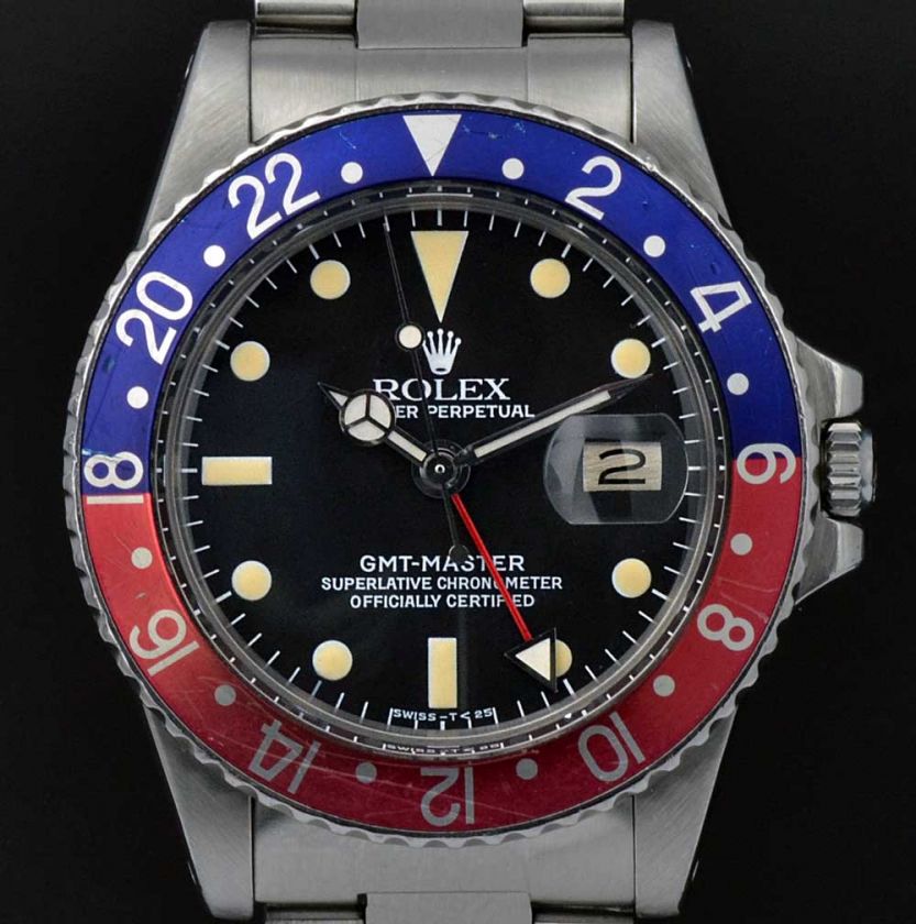 Rolex GMT Master Vintage Watch 1675 Pepsi Acrylic 1977 Stainless Steel 