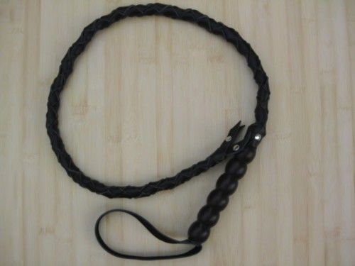 Rare Genuine Real Leather Blacksnake Whip Gothic H141  