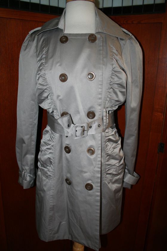 bebe Mocha Taupey Gray Trench Coat Jacket L  