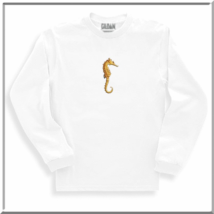 3D Yellow Seahorse Sea Horse Marine Life Long Sleeve Shirt S,M,L,XL,2X 