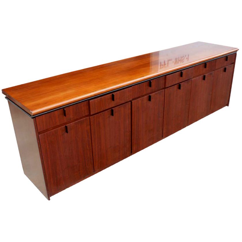 9ft Mid Century Modern Wood Credenza Cabinet  