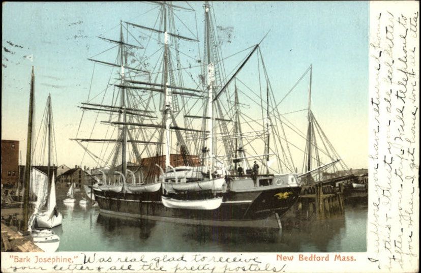 New Bedford MA Bark Josephine Ship c1910 Postcard  