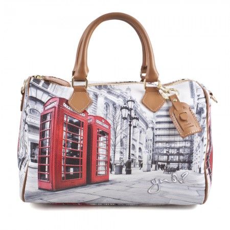   BAULETTO MEDIO Y NOT STAMPA DOLCEVITA ROMA BEIGE A318 NUOVA  