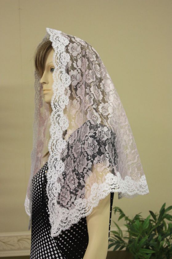   mantilla Catholic church chapel scarf lace headcovering Mass latin R