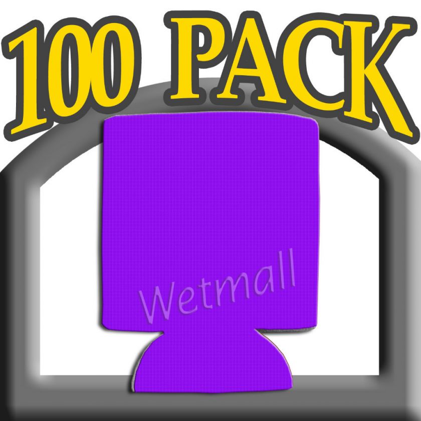 100 Purple Can Koozie Blank Beer coolers Party Wedding  